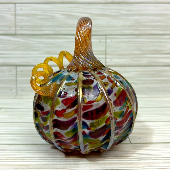 Blown Glass Confetti Pumpkin - Picture 3 of 9